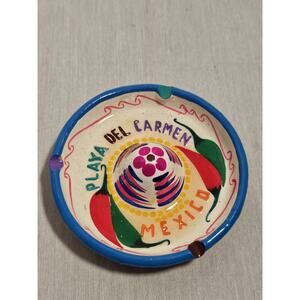 Playa Del Carmen Painted Ceramic Sombrero Ashtray Souvenir Mexico